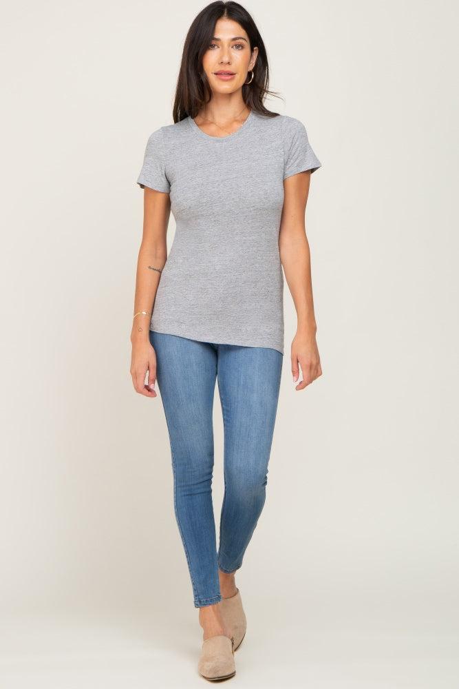 Heather Grey Basic Crew Neck Tee