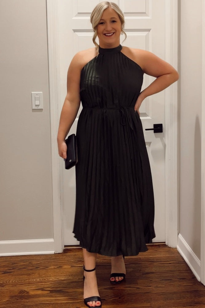 halter neck maternity dress Pinkblush Olive Pleated Maternity Halter Dress Medium