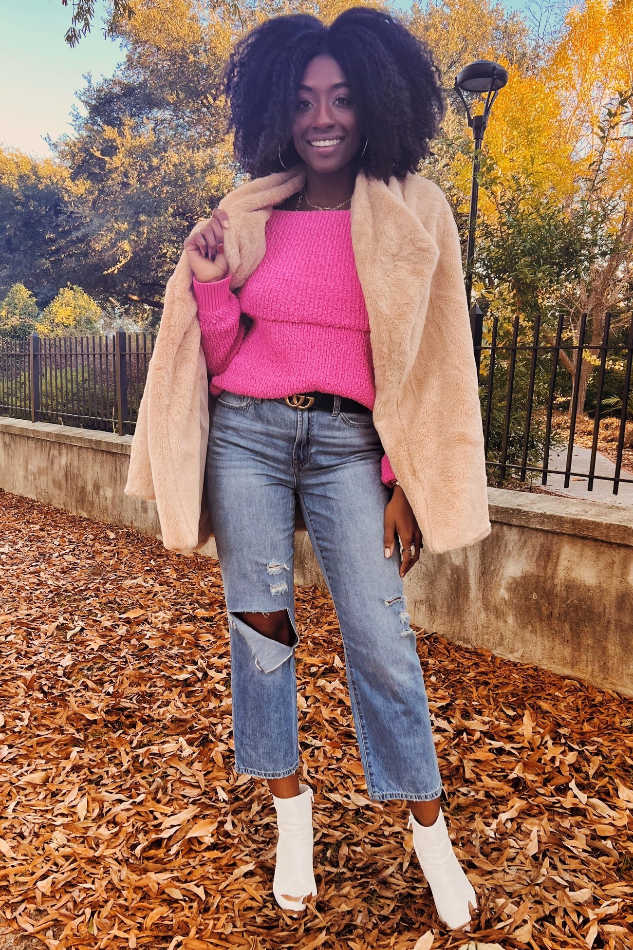 Fuchsia Foldover Off Shoulder Sweater