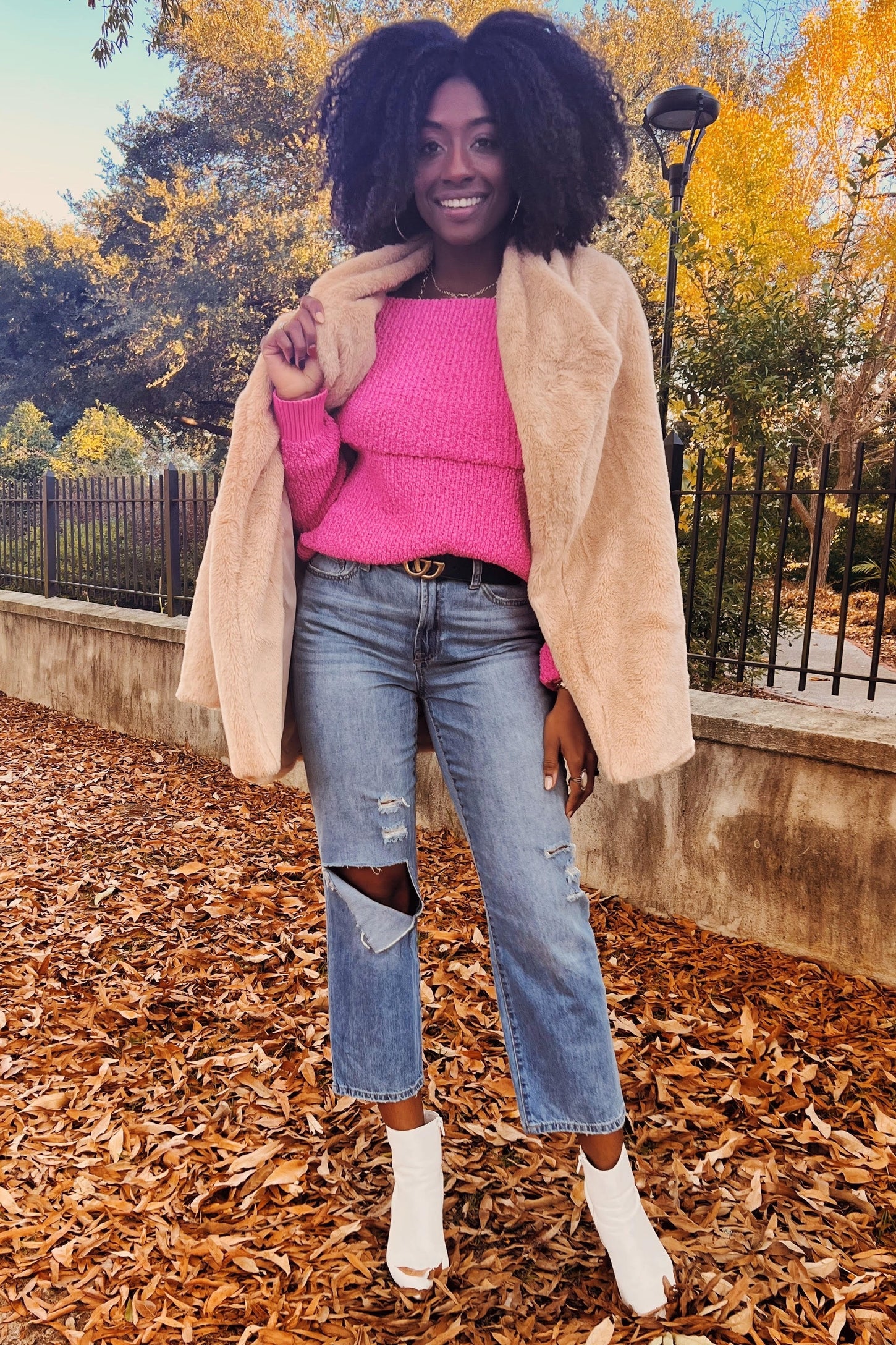 Fuchsia Foldover Off Shoulder Sweater