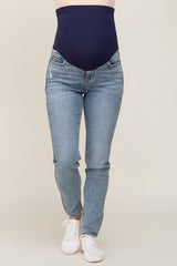 Light Blue Slightly Distressed Maternity Skinny Jeans