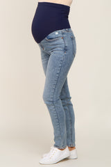 Light Blue Slightly Distressed Maternity Skinny Jeans