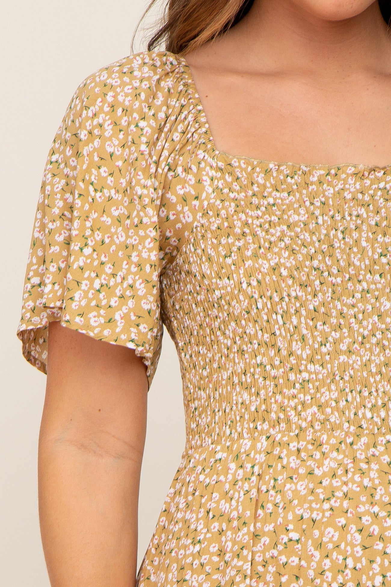 pink blush yellow maternity dress Yellow Floral Smocked Long Sleeve Maternity Maxi Dress PinkBlush