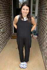 Black Front Pocket Maternity Jumpsuit