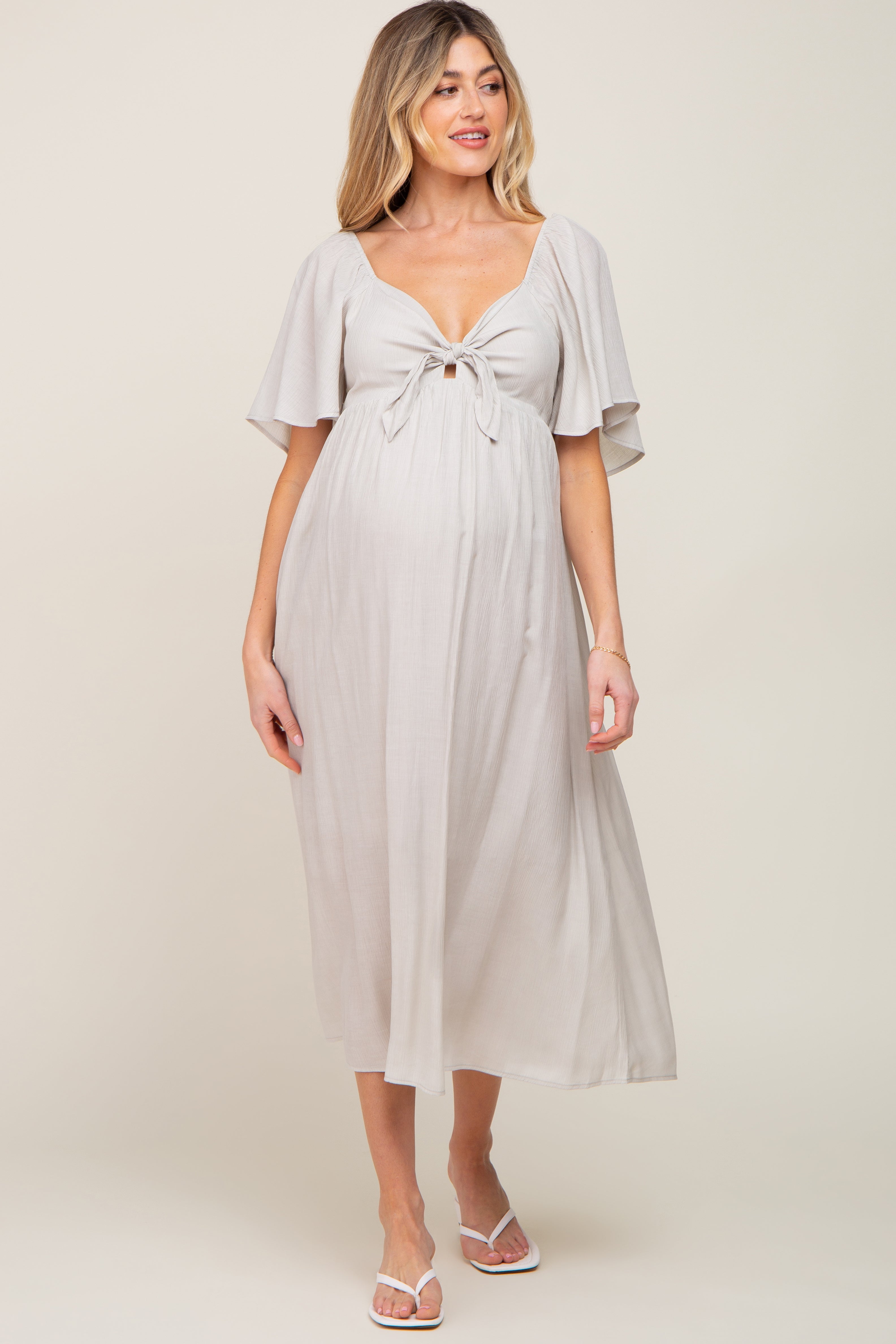 grey maternity dress Soft Rib Maxi Long Sleeve for Women, Heather Grey, XL by Bumpsuit Ruching Fabric Bella Bump Maternity Dress |