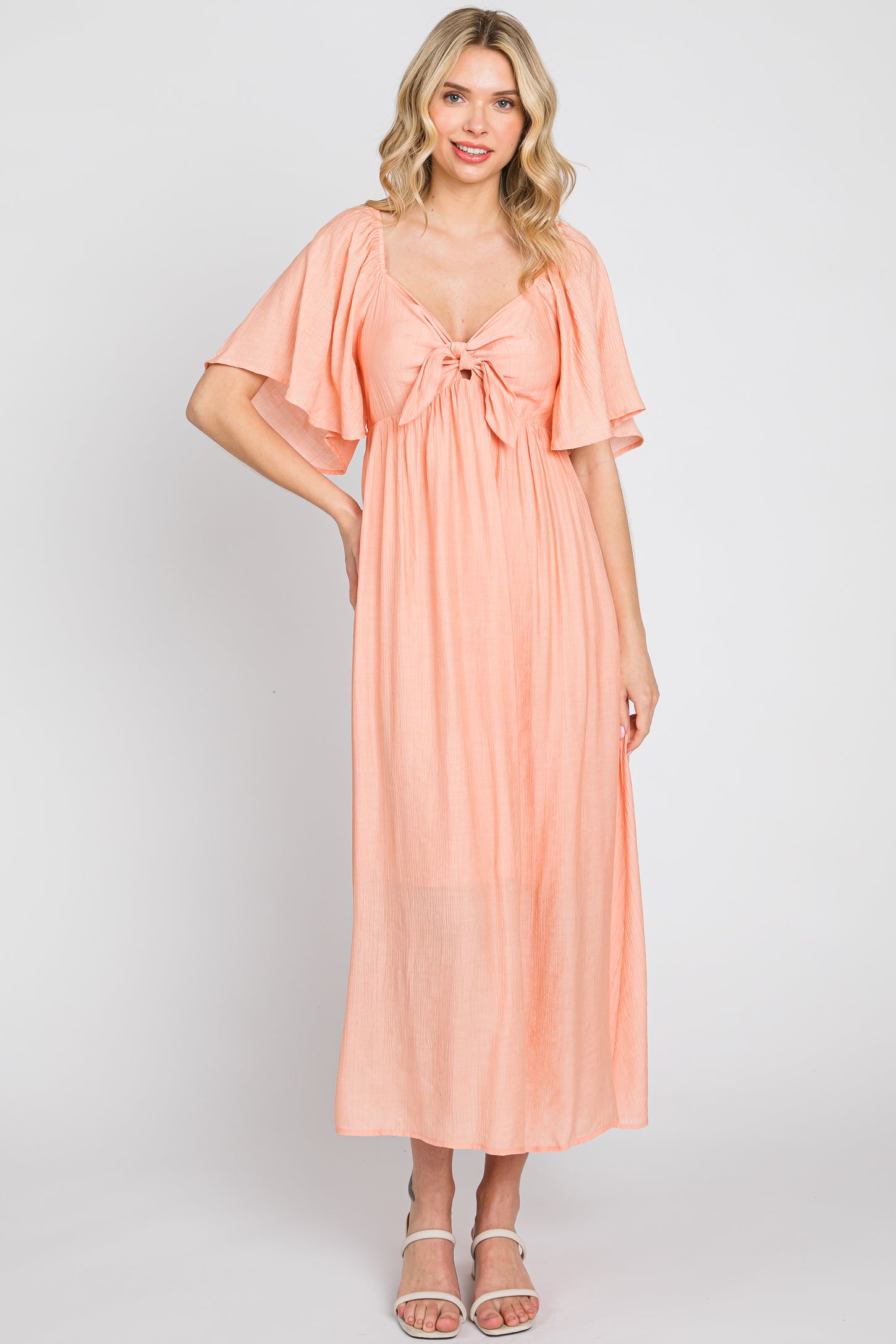 peach flowy dress Violaine Peach Convertible Maxi Dress main image 0
