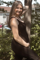 Black Ribbed Bodycon Maternity Jumpsuit