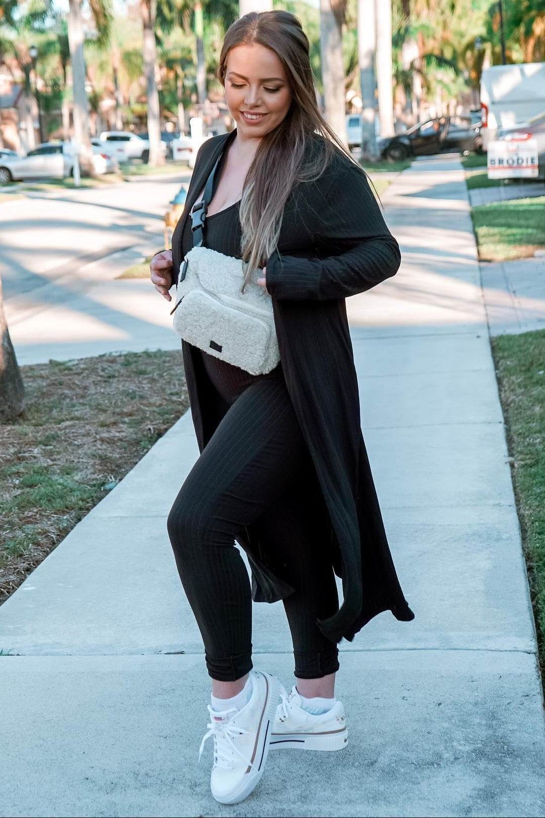 Black Ribbed Jumpsuit Two Piece Set