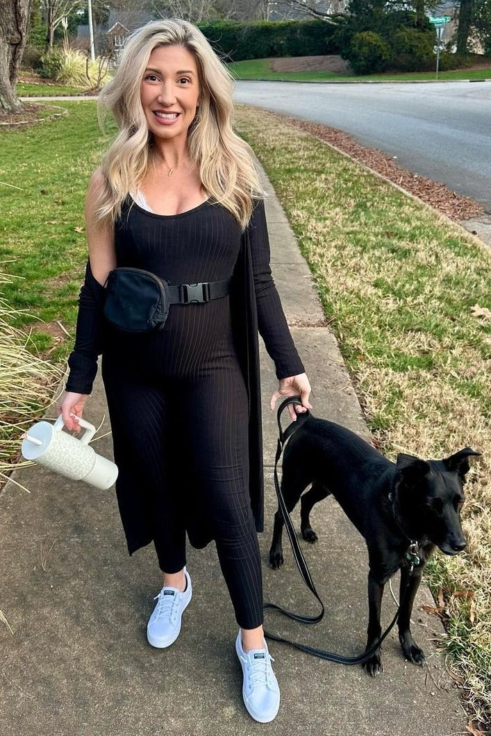 Black Ribbed Maternity Jumpsuit Two Piece Set