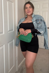 Black Square Neck Long Sleeve Maternity Romper