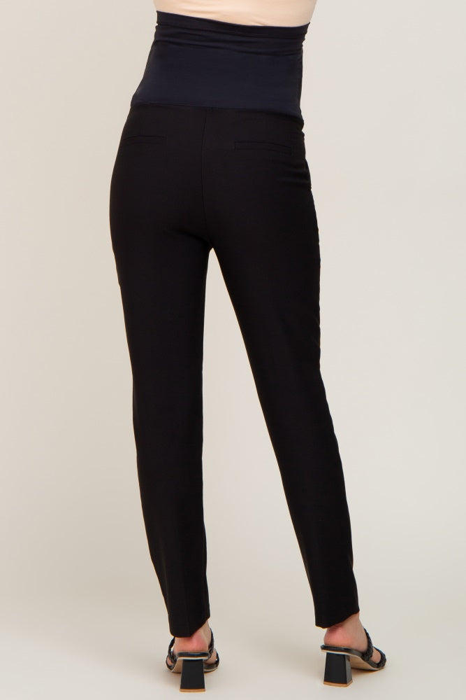 Black Stretchy Slim Fit Crop Maternity Dress Pants – PinkBlush