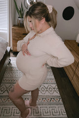 Cream Button Down Maternity Sweater Romper
