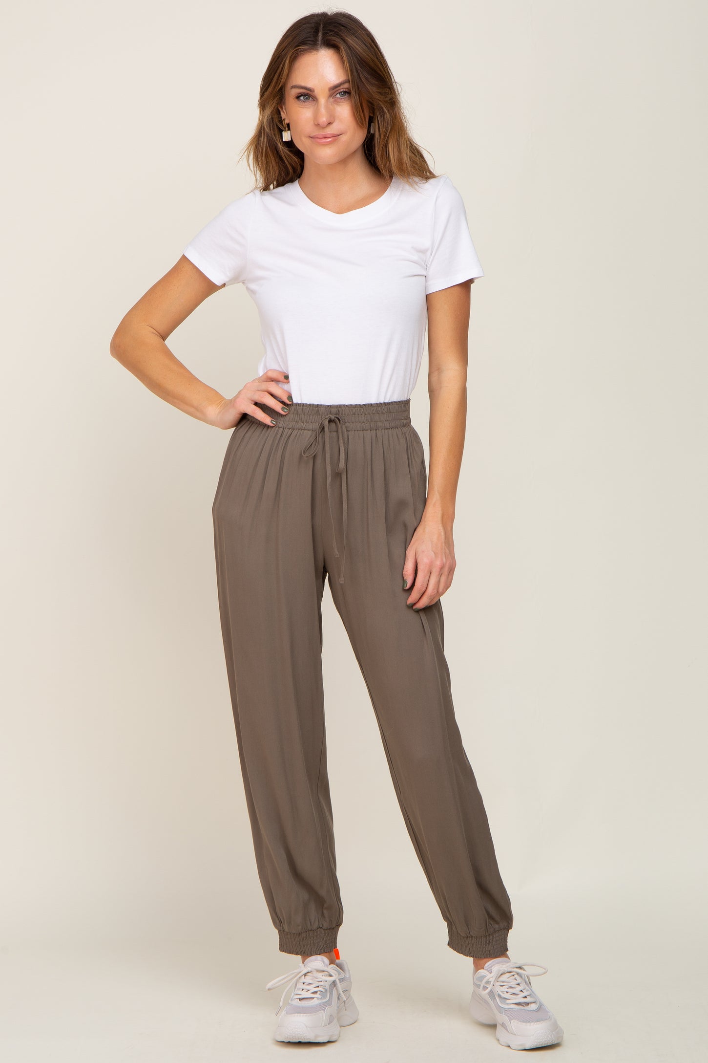 Olive Drawstring Accent Joggers