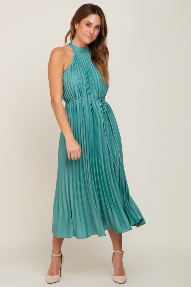 mint green halter neck dress Mint Green Pleated Halter Dress – PinkBlush