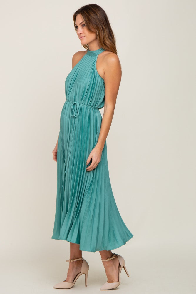 Mint Green Pleated Halter Dress – PinkBlush1