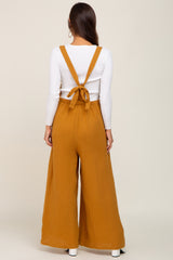 Camel Wide Leg Tie Back Maternity Overalls