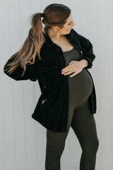 Olive Ribbed Bodycon Maternity Jumpsuit