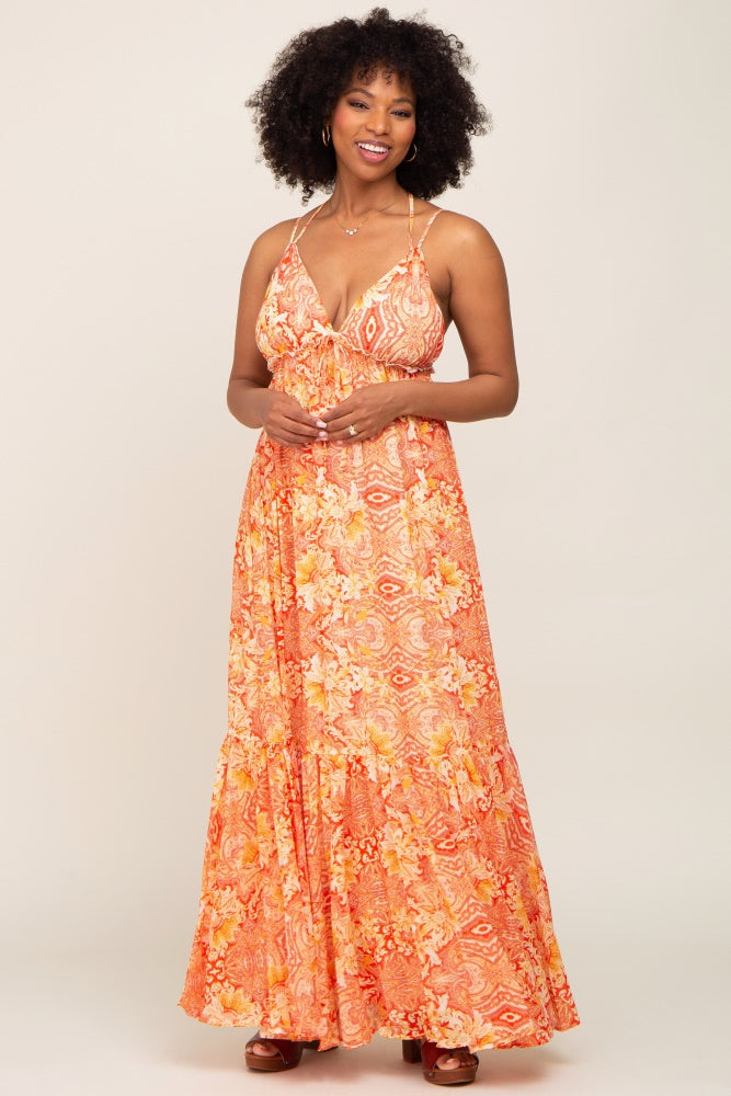 Orange Printed Halter Dress PinkBlush Orange Printed Halter Dress PinkBlush