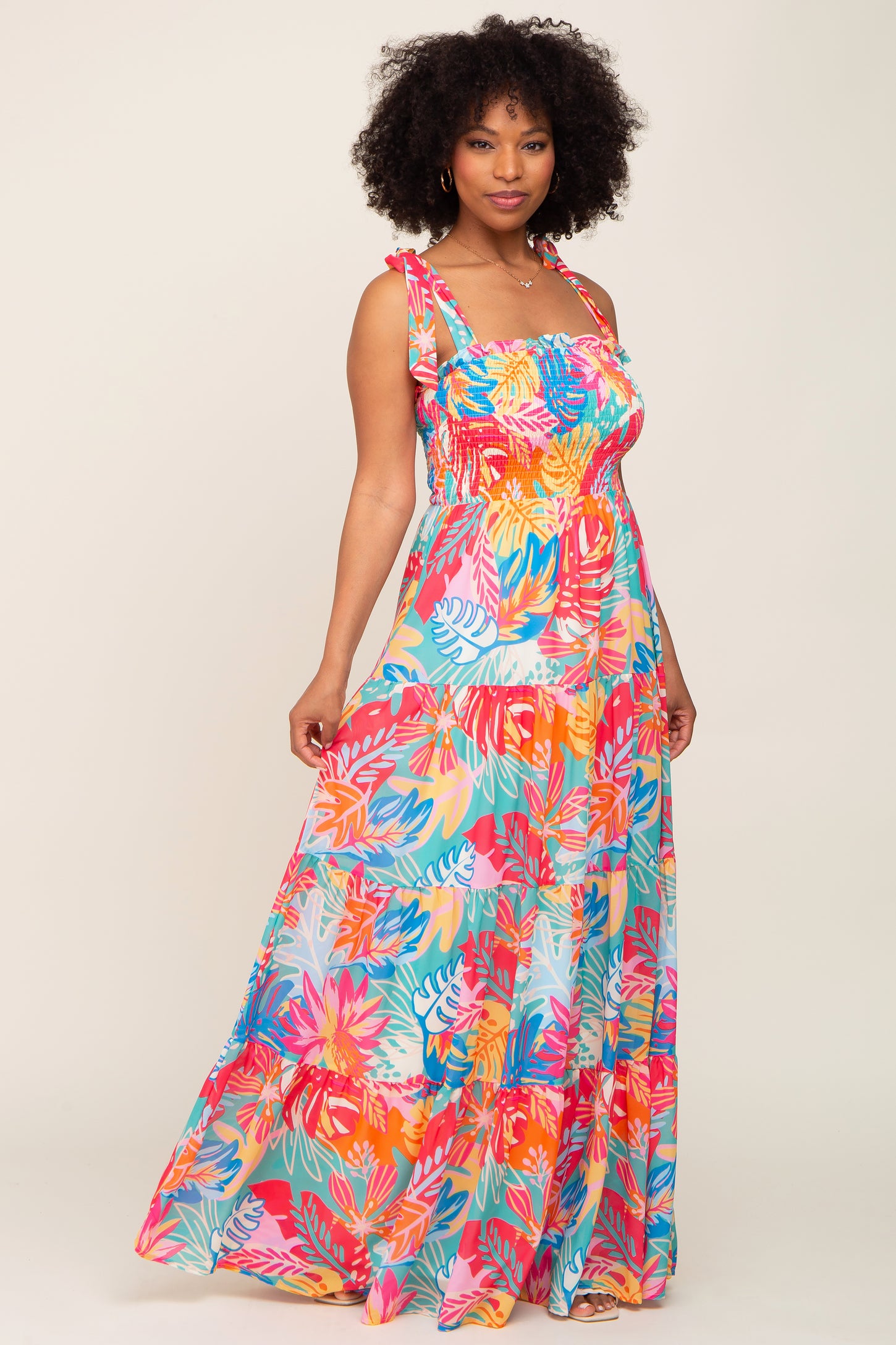 Multi Color Tropical Print Maxi Dress – PinkBlush Multi Color Tropical Print Maxi Dress – PinkBlush