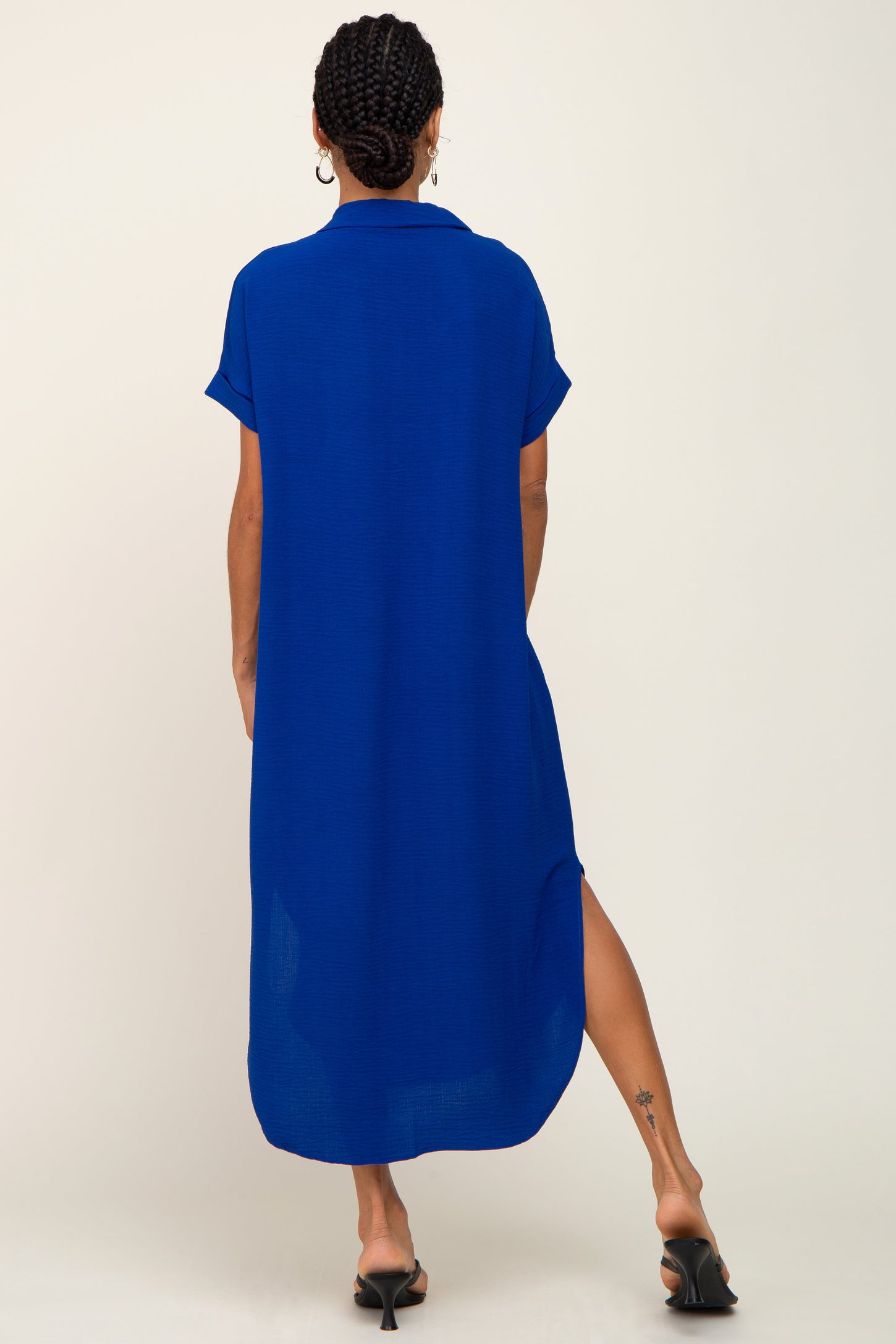 Royal Blue Button Down Hi Low Maxi Dress PinkBlush Royal Blue Button Down Hi Low Maxi Dress PinkBlush