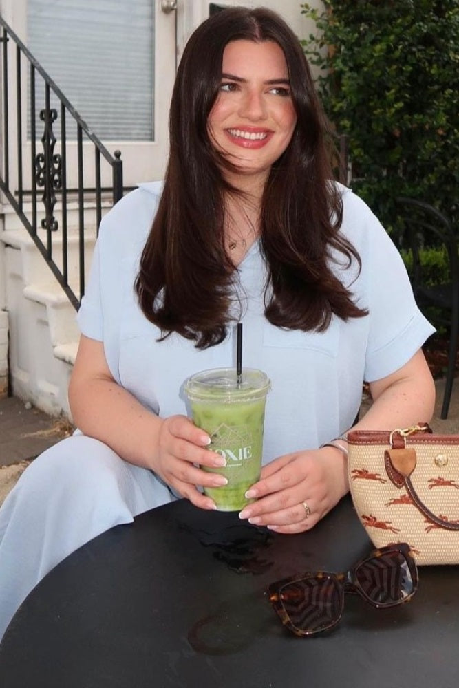 Light Blue Button Down Hi Low Maxi Dress