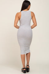 White Striped Sleeveless Dress