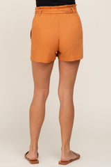 Camel Tie Front Maternity Shorts