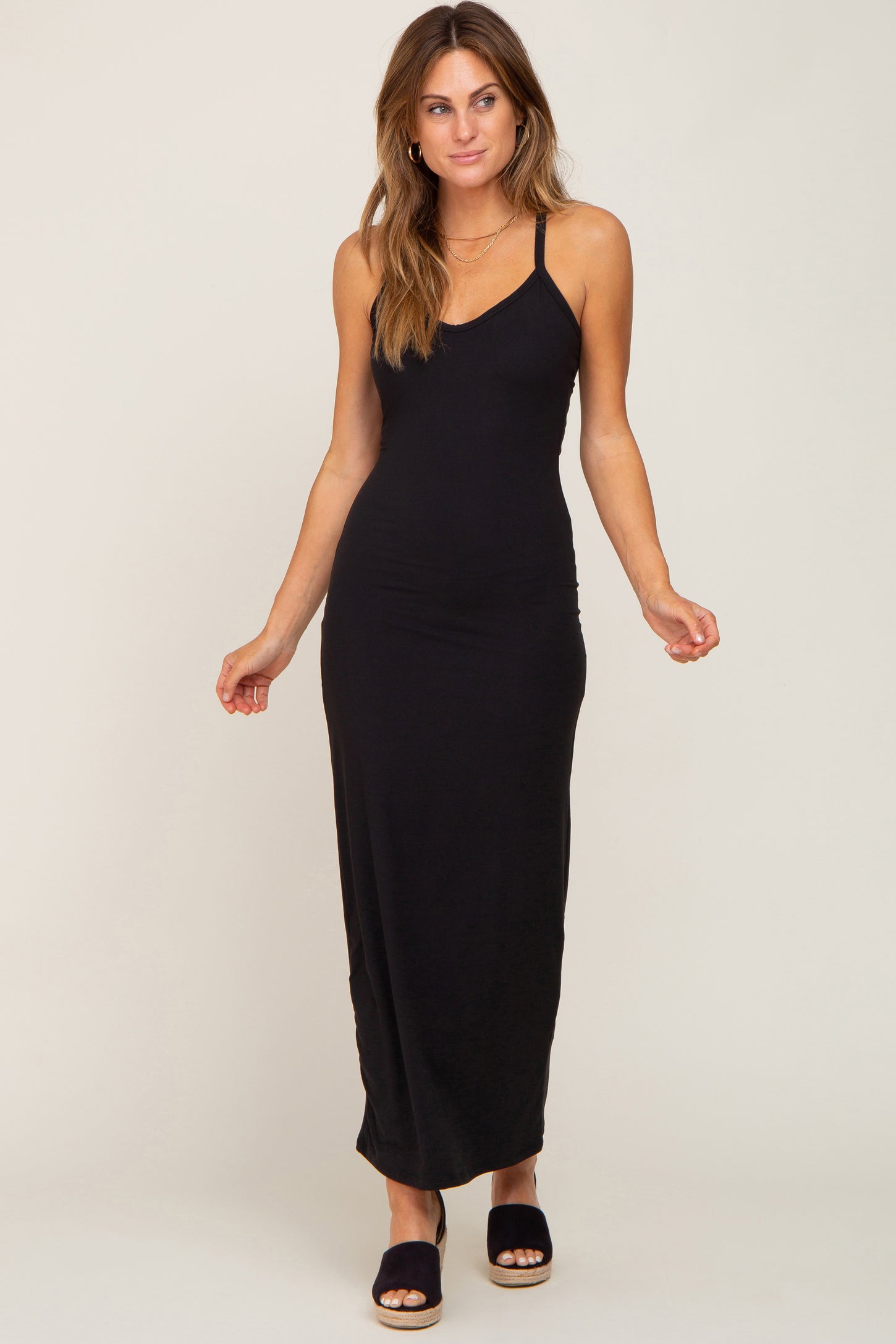 Black Racerback Maxi Dress PinkBlush Black Racerback Maxi Dress PinkBlush