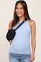 Light Blue Ribbed Basic Tank Top