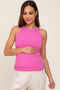 Pink Ribbed Basic Tank Top