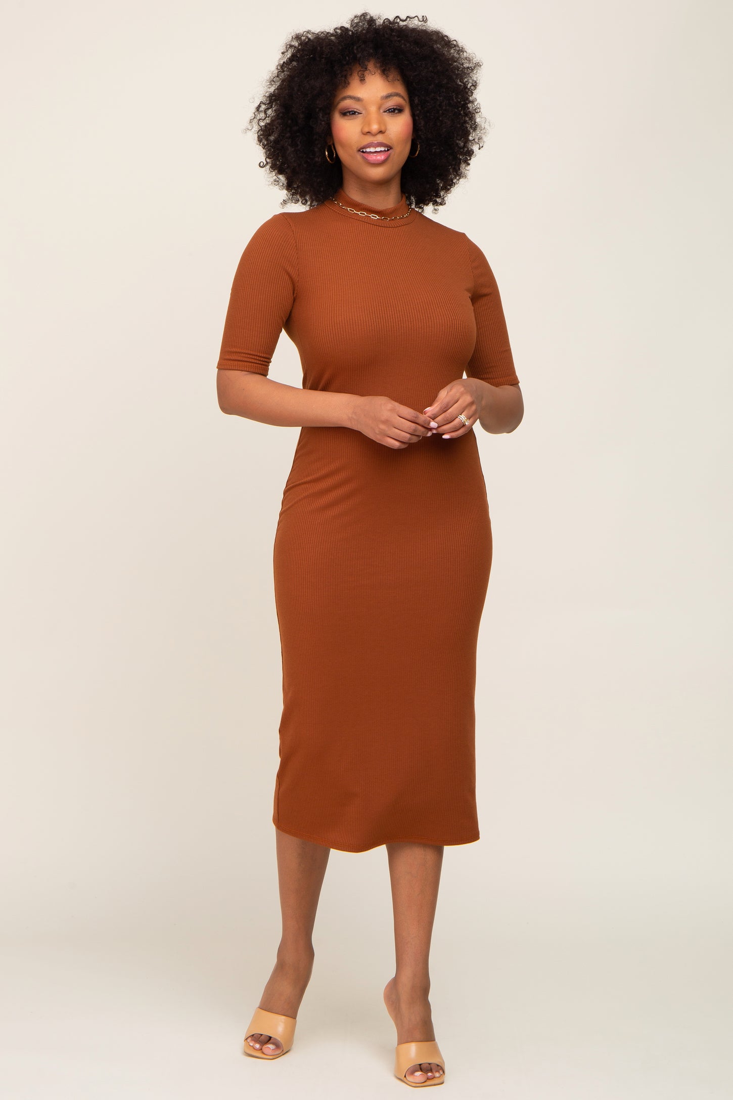 mock neck plus size midi dress Plus Size Timeless Turtleneck Dress