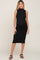 Black Ribbed Sleeveless Mock Neck Maternity Midi Dress