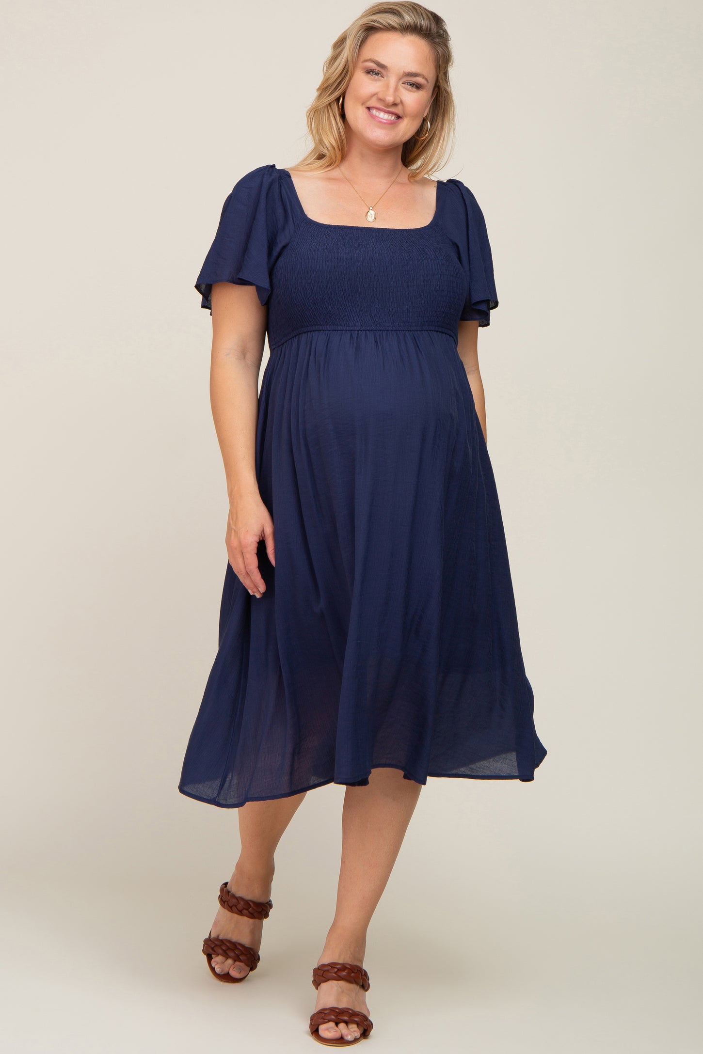 navy blue smocked dress Navy V-Neck Smocked Mini Dress with Ric-Rac Inlay Sail to Sable