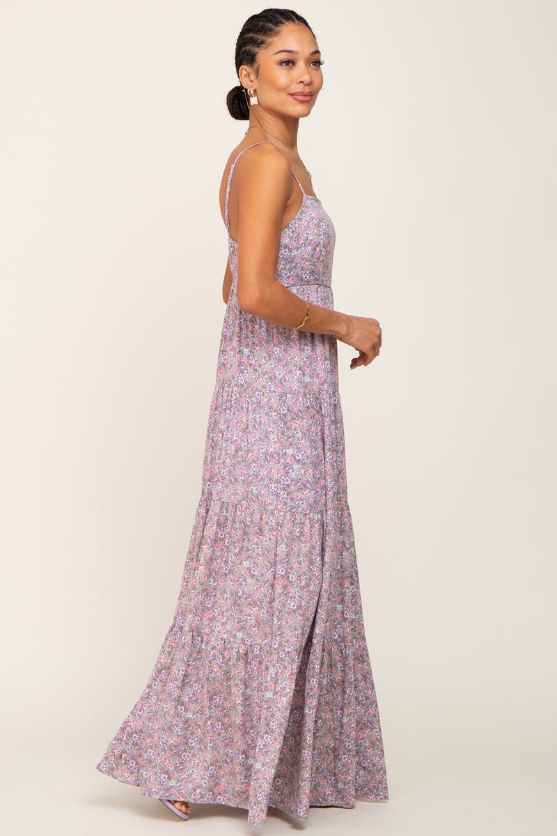 Pink Floral Tiered Maxi Dress – PinkBlush