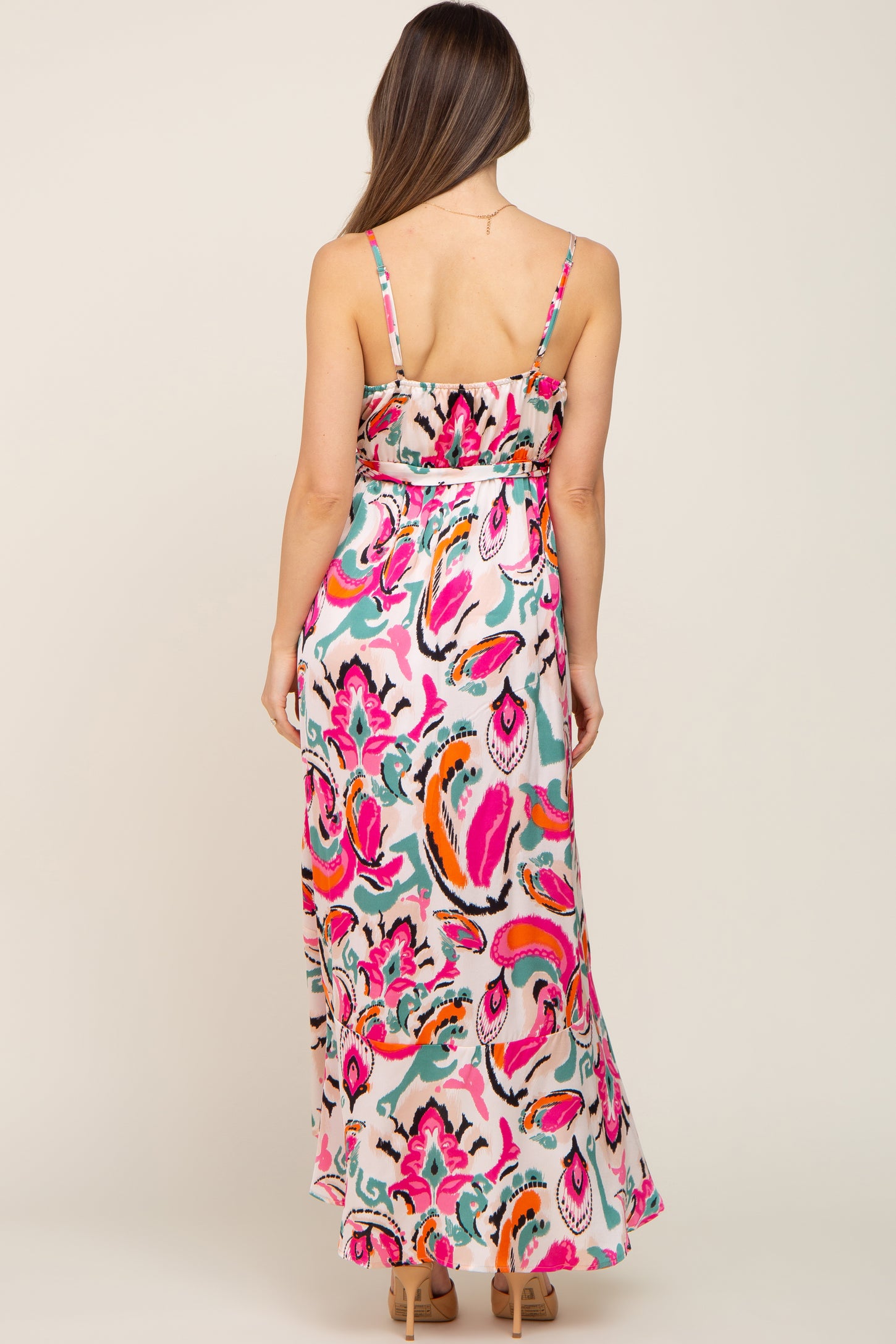 pink blush maternity wrap dress Carlotta | Blush Pink Bardot Maternity Maxi Dress With Chiffon Cape