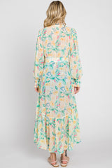 Lime Floral Chiffon Ruffle Hem Cover-Up