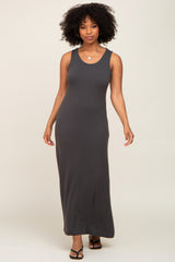 Charcoal Sleeveless Maternity Maxi Dress