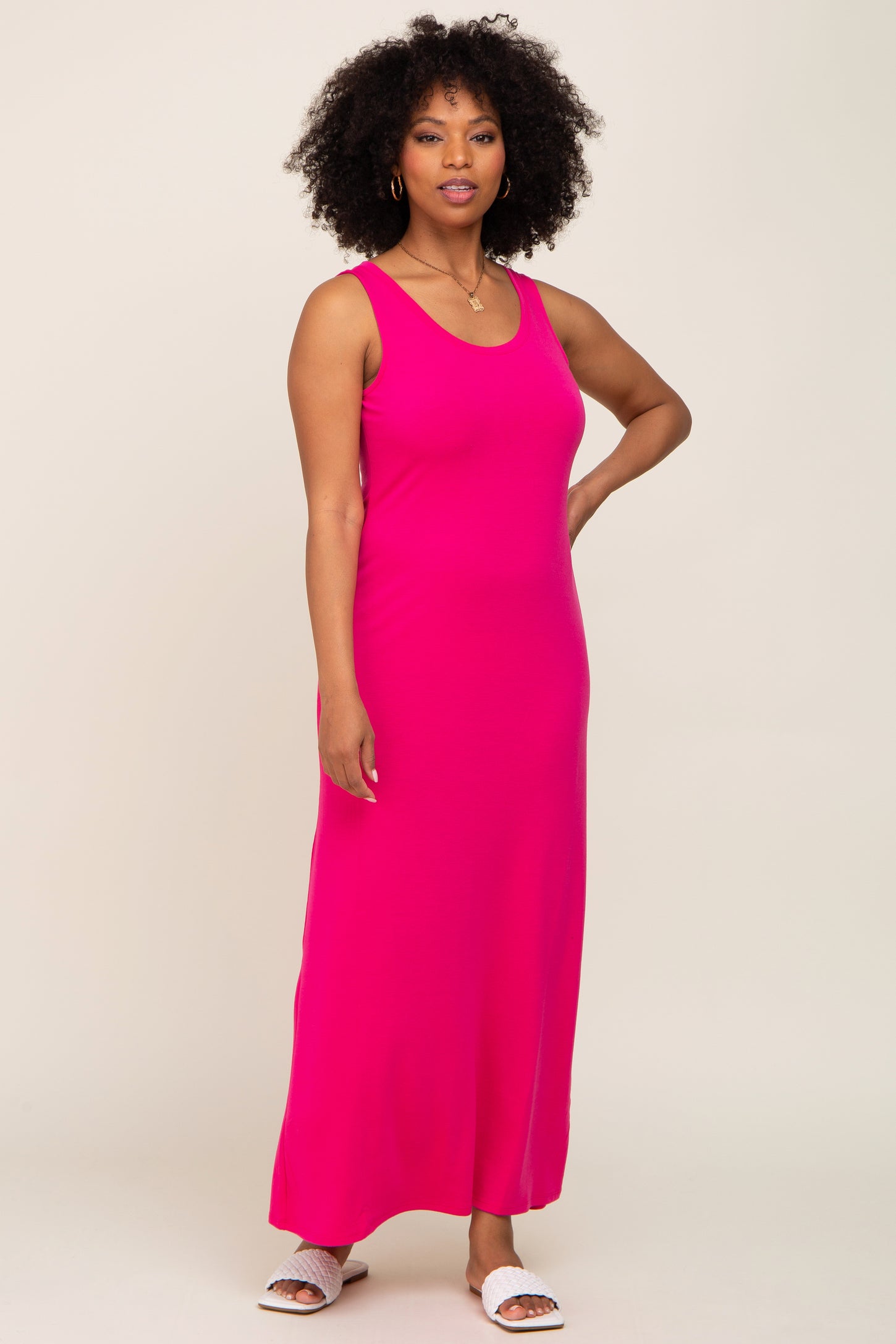 Fuchsia Sleeveless Maxi Dress