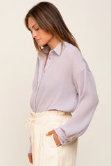 Light Grey Plisse Chiffon Blouse