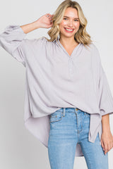 Lavender Lightweight Striped Textured Collared Maternity Top