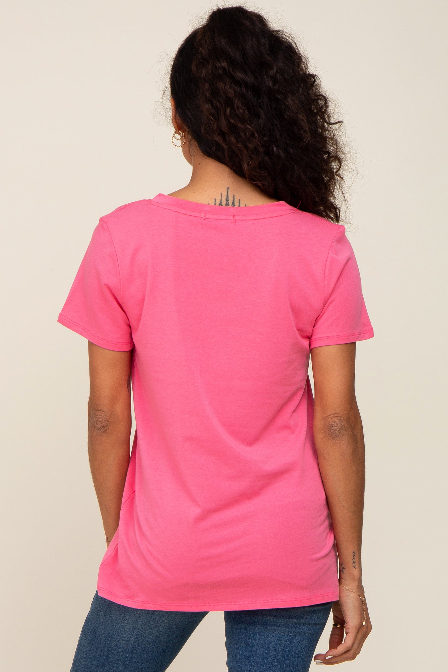 Pink Basic Plus Pink Basic V-Neck Tee – PinkBlush