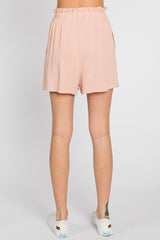 Peach Linen Ruffled Shorts