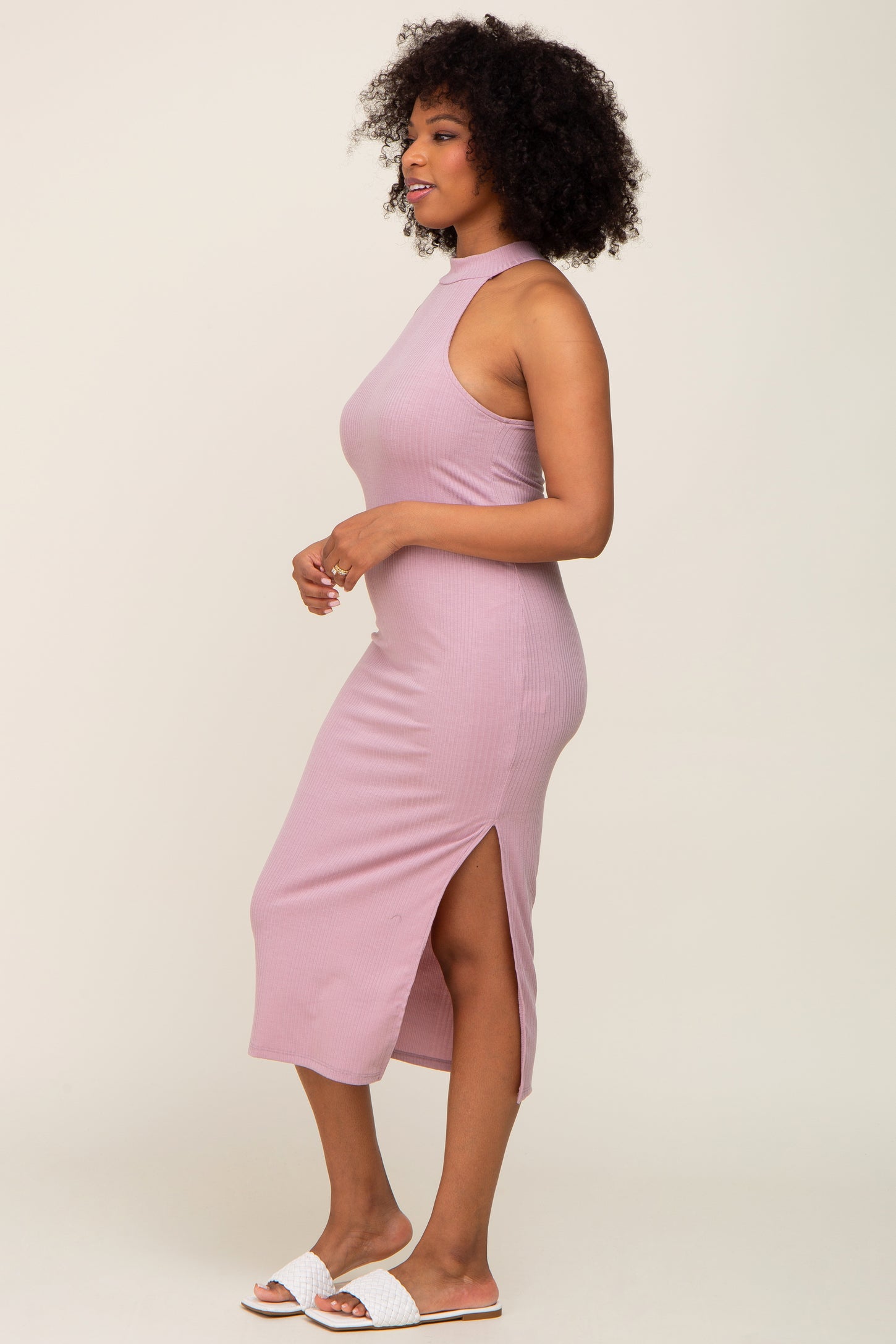 ribbed sleeveless midi dress English Factory