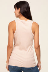 Taupe Sleeveless Ribbed Top
