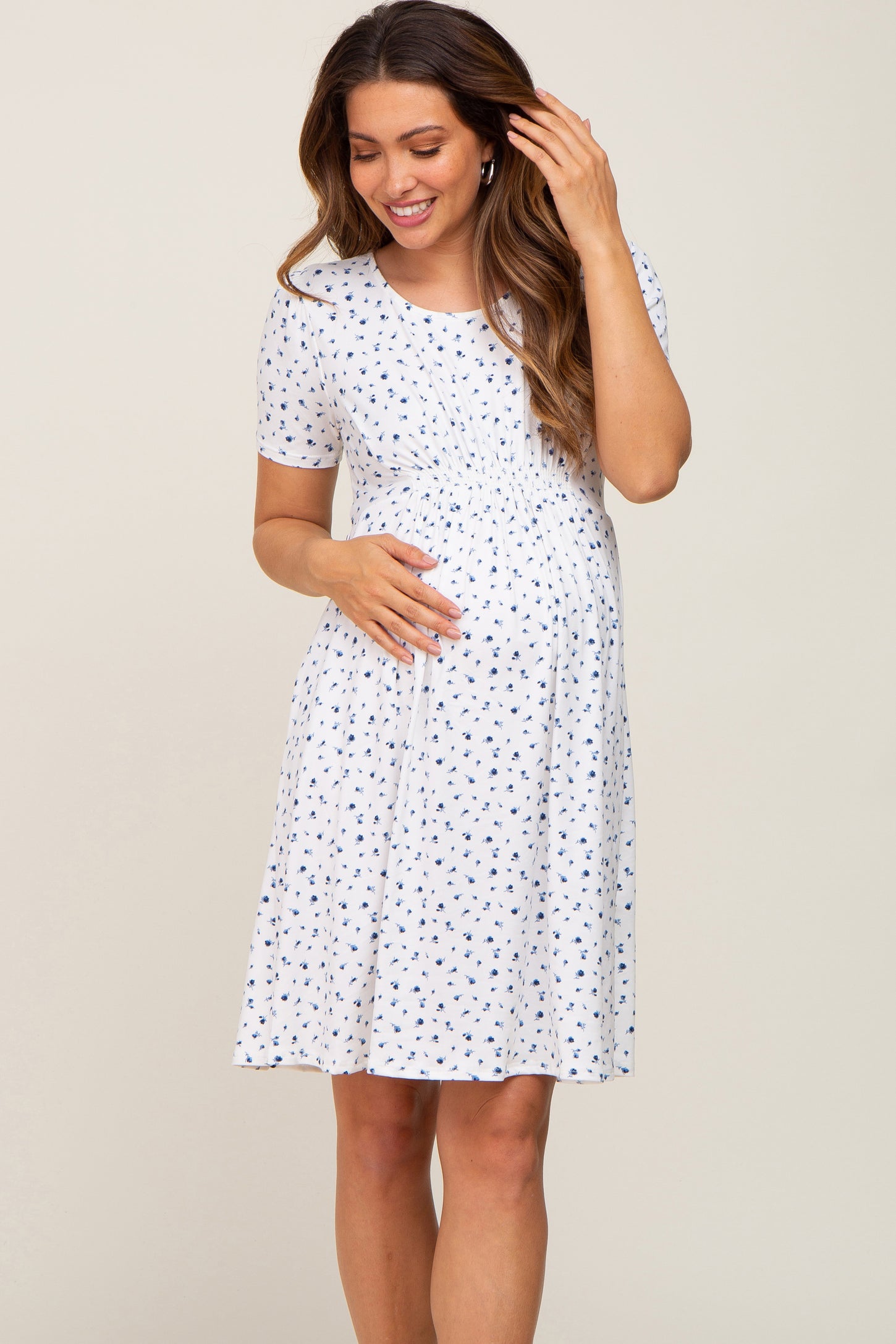 white short sleeve maternity dress HATCH Collection The Celia Dress in White