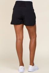 Black Curved Hem Active Shorts
