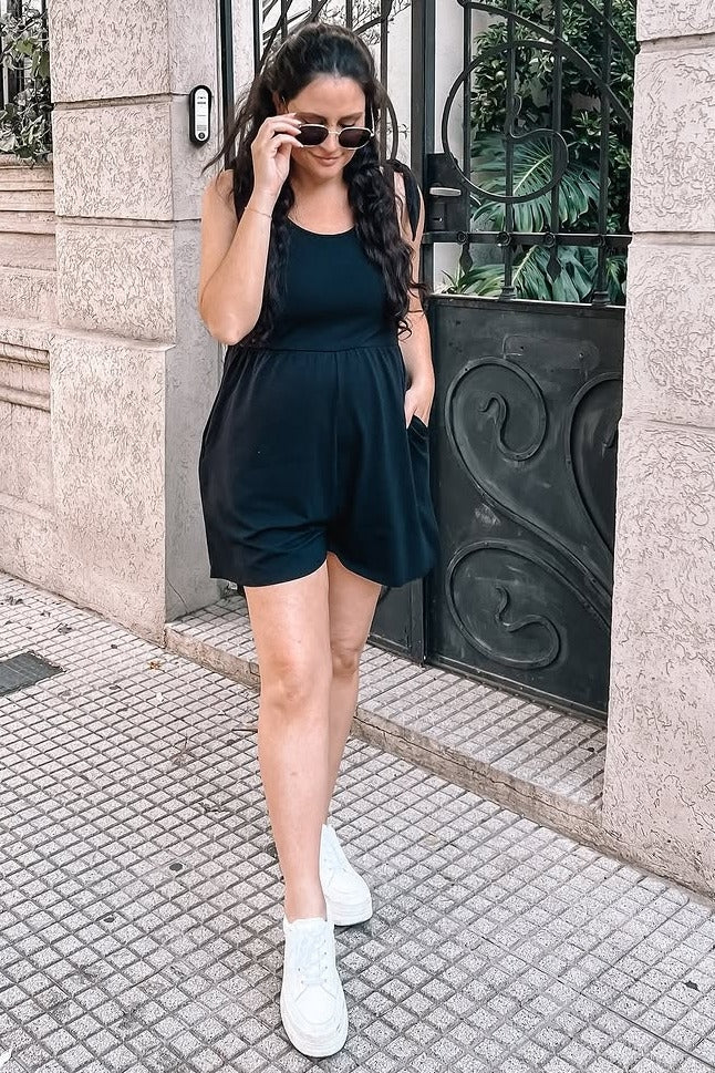 Black Knot Strap Maternity Romper Black Knot Strap Maternity Romper