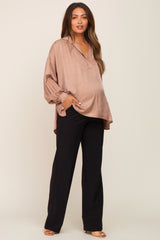 long maternity dress pants Pinkblush Maternity Black Straight Leg Dress Pants