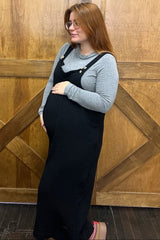 Black Pocket Front Maternity Wide Leg Jumpsuit