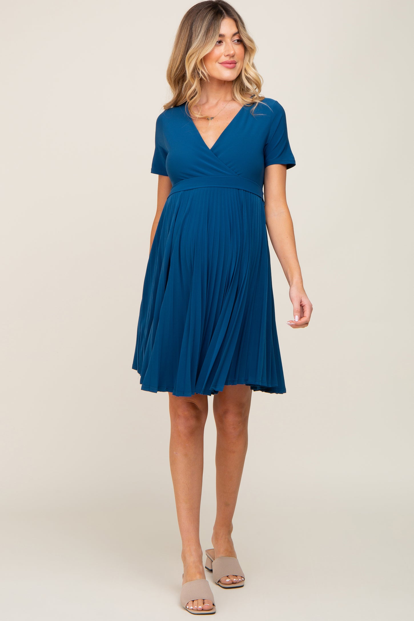 Teal Pleated Maternity/Nursing Dress Teal Pleated Maternity/Nursing Dress